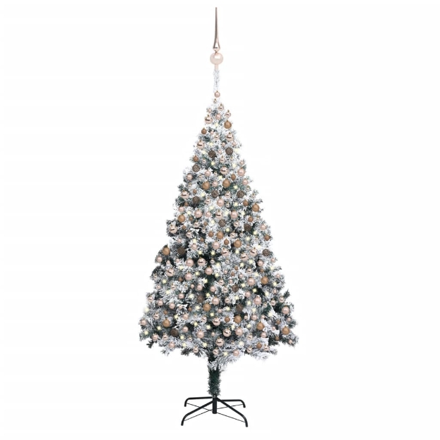 Albero di Natale Artificiale con Luci LED e Neve Verde 400 cm