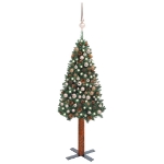 Albero di Natale Sottile Preilluminato Palline Verde 210 cm PVC