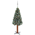 Albero di Natale Sottile Preilluminato Palline Verde 210 cm PVC