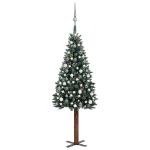 Albero di Natale Sottile Preilluminato con Palline Verde 180 cm