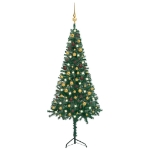 Albero Natale per Angolo con LED e Palline Verde 180 cm PVC