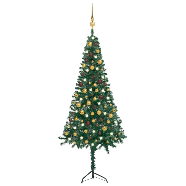 Albero Natale per Angolo con LED e Palline Verde 180 cm PVC