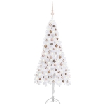 Albero Natale per Angolo con LED e Palline Bianco 180 cm PVC