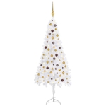 Albero Natale per Angolo con LED e Palline Bianco 210 cm PVC