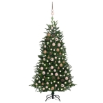 Albero Natale Artificiale con LED Palline Verde 180 cm PVC e PE