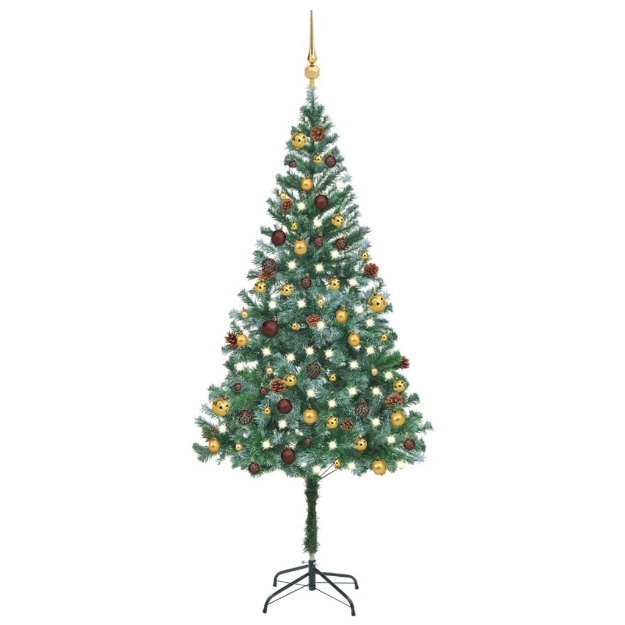 Albero di Natale Preilluminato con Palline e Pigne 180 cm