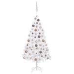 Albero di Natale Preilluminato con Palline Bianco 180 cm PVC