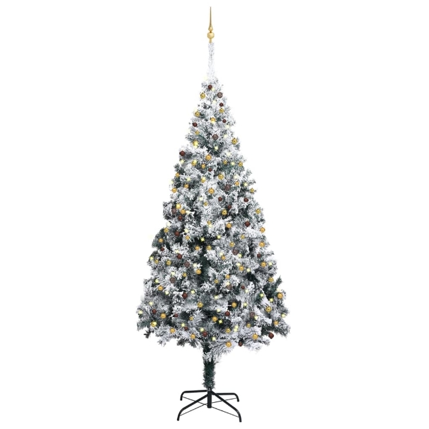 Albero di Natale Artificiale con Luci LED e Neve Verde 400 cm