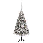 Albero di Natale Preilluminato con Palline e LED Verde 120 cm