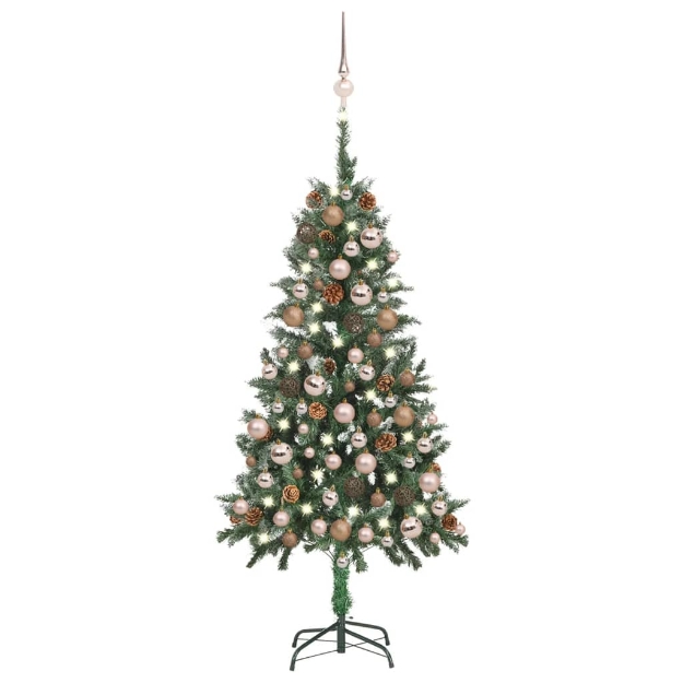 Albero di Natale Preilluminato con Palline e Pigne 150 cm