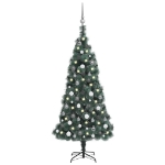 Albero Natale Artificiale con LED Palline Verde 150 cm PVC e PE