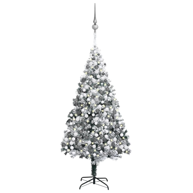 Albero di Natale Artificiale con Luci LED e Neve Verde 400 cm