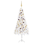 Albero Natale per Angolo con LED e Palline Bianco 180 cm PVC