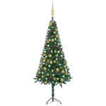 Albero Natale per Angolo con LED e Palline Verde 120 cm PVC