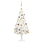 Albero di Natale Preilluminato con Palline Bianco 150 cm