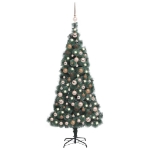 Albero Natale Artificiale con LED Palline Verde 150 cm PVC e PE