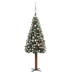 Albero di Natale Sottile Preilluminato con Palline Verde 150 cm