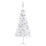 Albero Natale per Angolo con LED e Palline Bianco 210 cm PVC