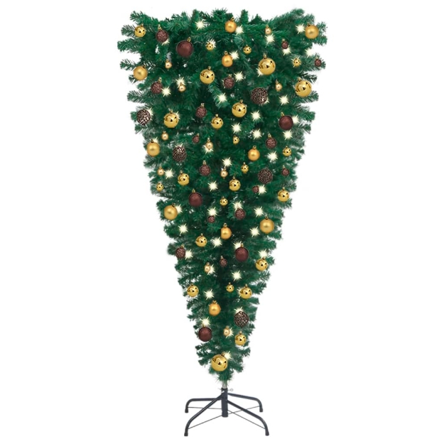 Albero di Natale Capovolto Preiluminato con Palline 210 cm