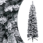 Albero di Natale Sottile con Neve Fioccata Verde 180 cm PVC