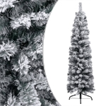 Albero di Natale Sottile con Neve Fioccata Verde 240 cm PVC