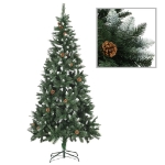 Albero di Natale Preilluminato con Palline e Pigne 210 cm