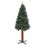 Albero di Natale Sottile Preilluminato Palline Verde 180 cm PVC