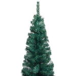 Albero di Natale Sottile Preilluminato con Supporto Verde 120cm