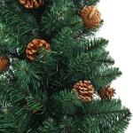 Albero di Natale Sottile Preilluminato Palline Verde 210 cm PVC