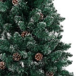 Albero di Natale Sottile Preilluminato con Palline Verde 180 cm