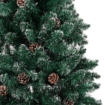 Albero di Natale Sottile Preilluminato con Palline Verde 150 cm