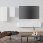 Set di Mobili Porta TV 4 pz Bianco in Legno Multistrato