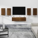 Set Mobili Porta TV 6 pz Rovere Marrone in Legno Multistrato