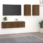 Set Mobili Porta TV 4 pz Rovere Marrone in Legno Multistrato