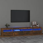 Mobile Porta TV con Luci LED Rovere Fumo 240x35x40 cm