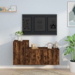 Set Mobili Porta TV 2 pz Rovere Fumo in Legno Multistrato