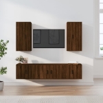 Set Mobili Porta TV 5 pz Rovere Marrone in Legno Multistrato