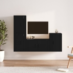 Set Mobili Porta TV 4 pz Nero in Legno Multistrato