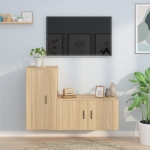 Set di Mobili Porta TV 2 pz Rovere Sonoma in Legno Multistrato