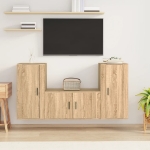 Set di Mobili Porta TV 3 pz Rovere Sonoma in Legno Multistrato