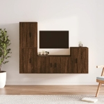 Set Mobili Porta TV 4 pz Rovere Marrone in Legno Multistrato