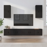 Set Mobili Porta TV 6 pz Nero in Legno Multistrato