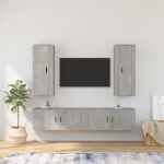 Set di Mobili Porta TV 4 pz Grigio Cemento in Legno Multistrato