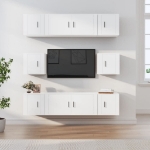 Set Mobili Porta TV 8pz Bianco in Legno Multistrato