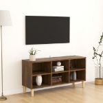 Mobile TV Gambe in Legno Massello Rovere Marrone 103,5x30x50cm