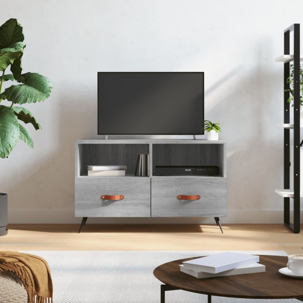 Mobile Porta TV Grigio Sonoma 80x36x50 cm in Legno Multistrato