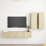 Set Porta TV 4 pz Rovere Sonoma in Truciolato