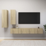 Set Porta TV 4 pz Rovere Sonoma in Truciolato