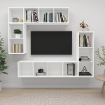 Set di Mobili Porta TV 4 pz Bianco in Legno Multistrato