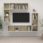 Set di Mobili Porta TV 4 pz Rovere Sonoma in Legno Multistrato